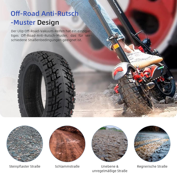 ulip (2 Stück 10x2.75-6.5 Offroad Tubeless Scooter Reifen mit Ventil Reifenersatz für Speedway5 Dual