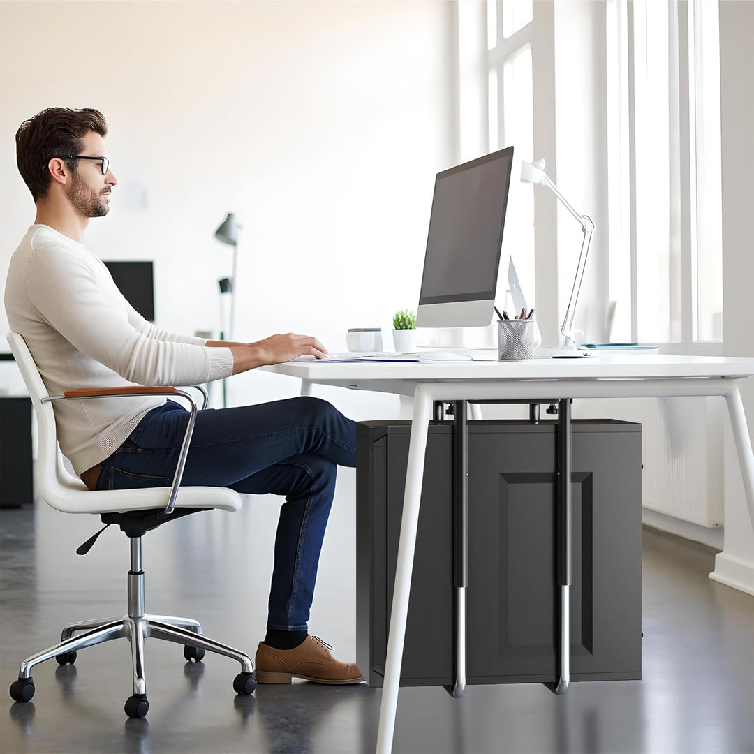 Verstellbare PC Halterung Unter Schreibtisch mit Schiene,360°-Drehung PC Halterung für Schreibtisch