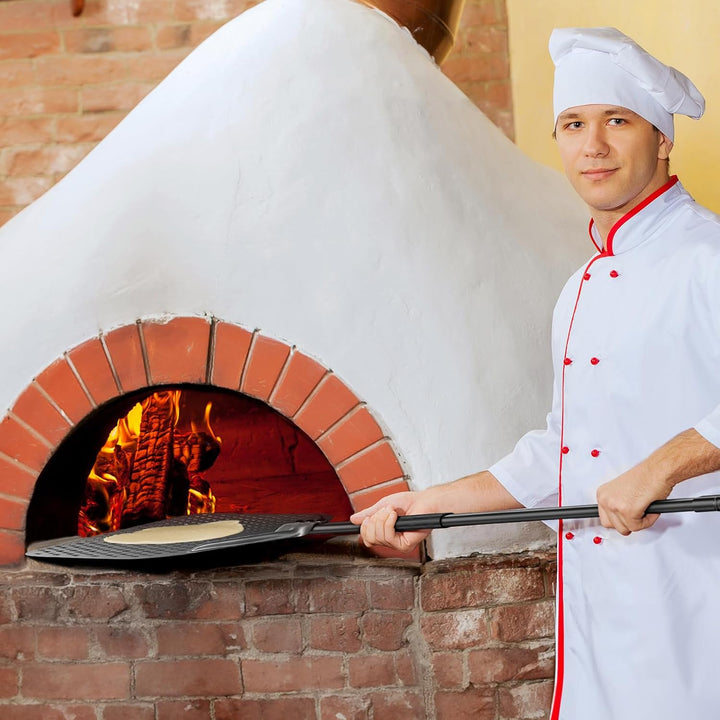 2er Set Pizzazubehör 14 Zoll / 35cm perforierter Schieber &amp; 9 Zoll / 23cm Pizzaheber - Mit 120cm lan