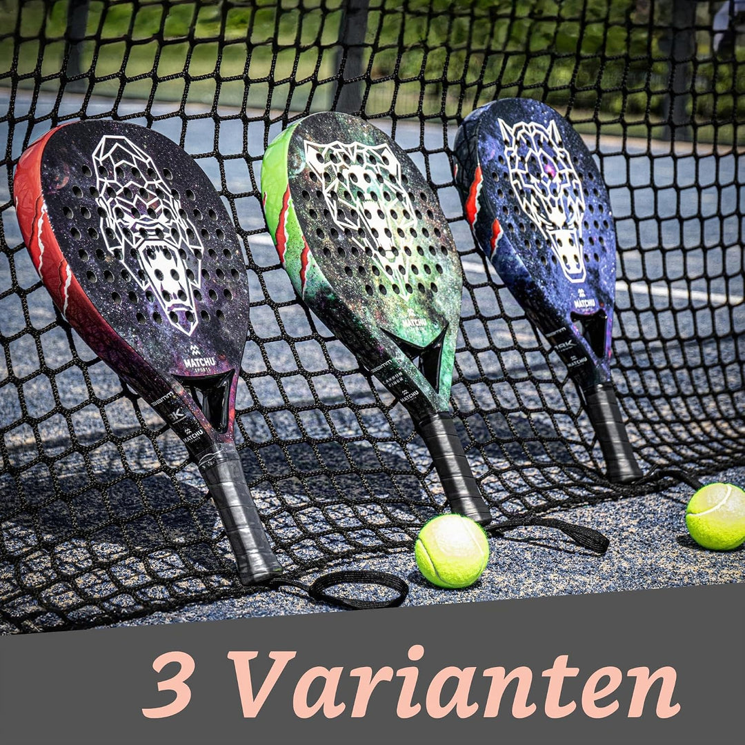 Matchu | Padel Schläger | Unisex | 100% Carbon-Rahmen, Glasfaser-Deckschicht und weicher Eva-Schaum