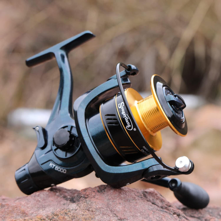 Sougayilang Angelrollen Karpfenangelrolle 13+1BB Kugellager Spinnrollen, Bait Runner Rollen, Glatte,