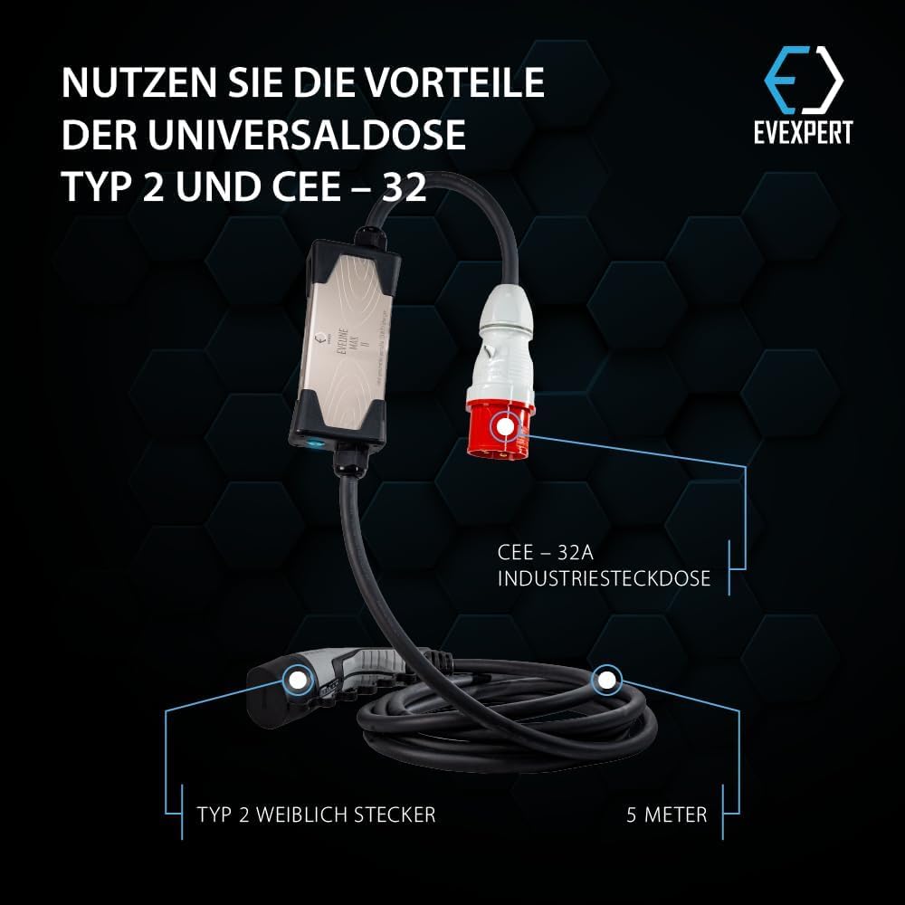 Typ 2 Ladekabel Schuko, Eveline Max I/II, 3,7-22kW Smart EV Ladegerät und Mobile Ladestation für Ele