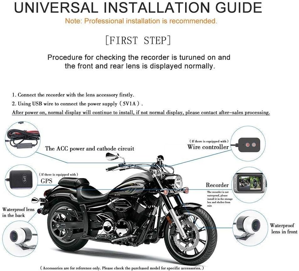 Riloer Motorrad-Rekorder, tragbare Kamera mit zwei Objektiven, wasserdichter 3-Zoll-HD-LCD-Videoreco