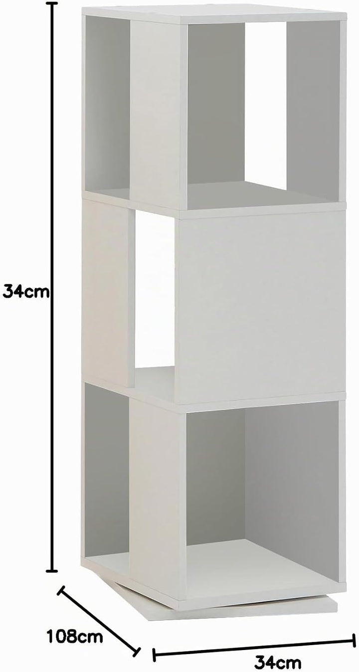 FMD Möbel, 291-001E Tower drehbares Regal, melaminharz beschichtete spanplatte, weiss, masse 34.0 x