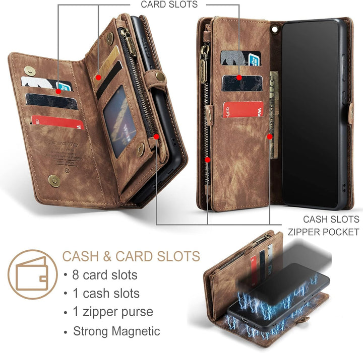 UFinetech Abnehmbare Samsung Galaxy S21 Plus Hülle Tasche Handy TPU Leder Flip Magnetische mit Band