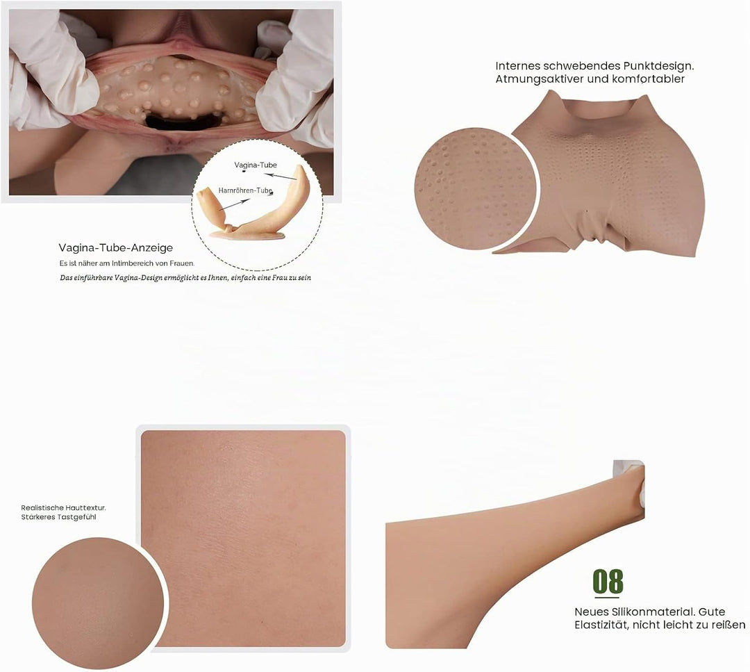 EQAIWUJIE Silikon Panty Big Butt Lifter Hip Enhancer Crossdressing Unterwäsche für Dragqueen Crossdr