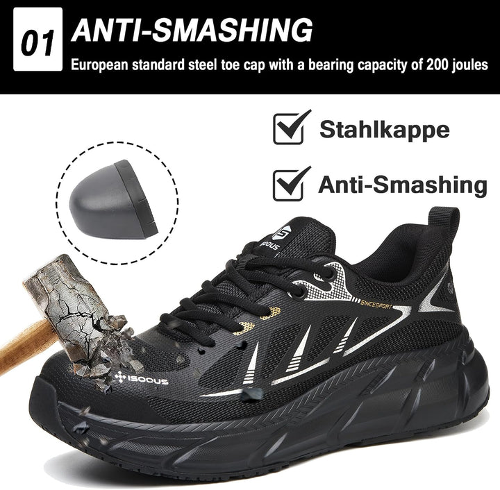 ISOOUS Arbeitsschuhe Herren Sicherheitsschuhe Damen Stahlkappenschuhe | Schutzschuhe mit Stahlkappe,