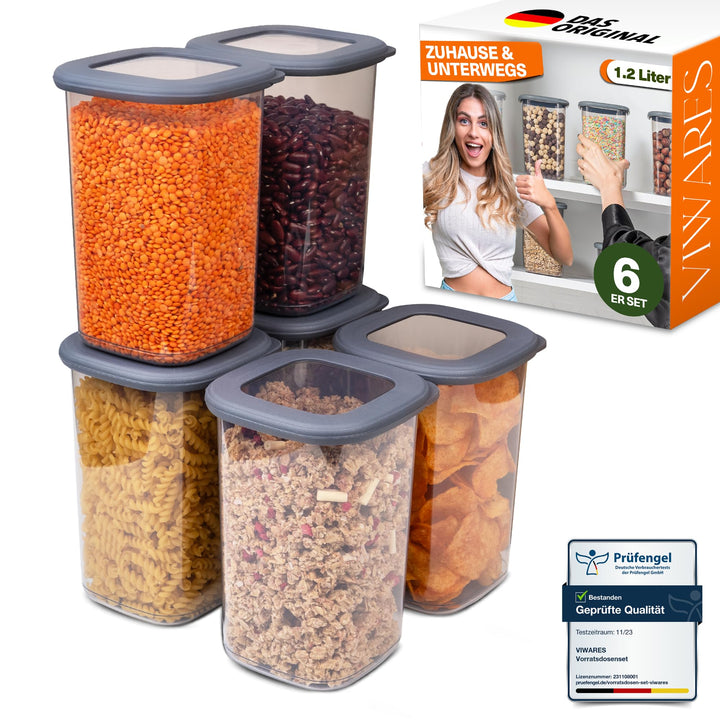 Viwares Vorratsdosen mit Deckel Luftdicht | 6er Vorratsbehälter Set | BPA-FREI | Zur Müsli Mehl und