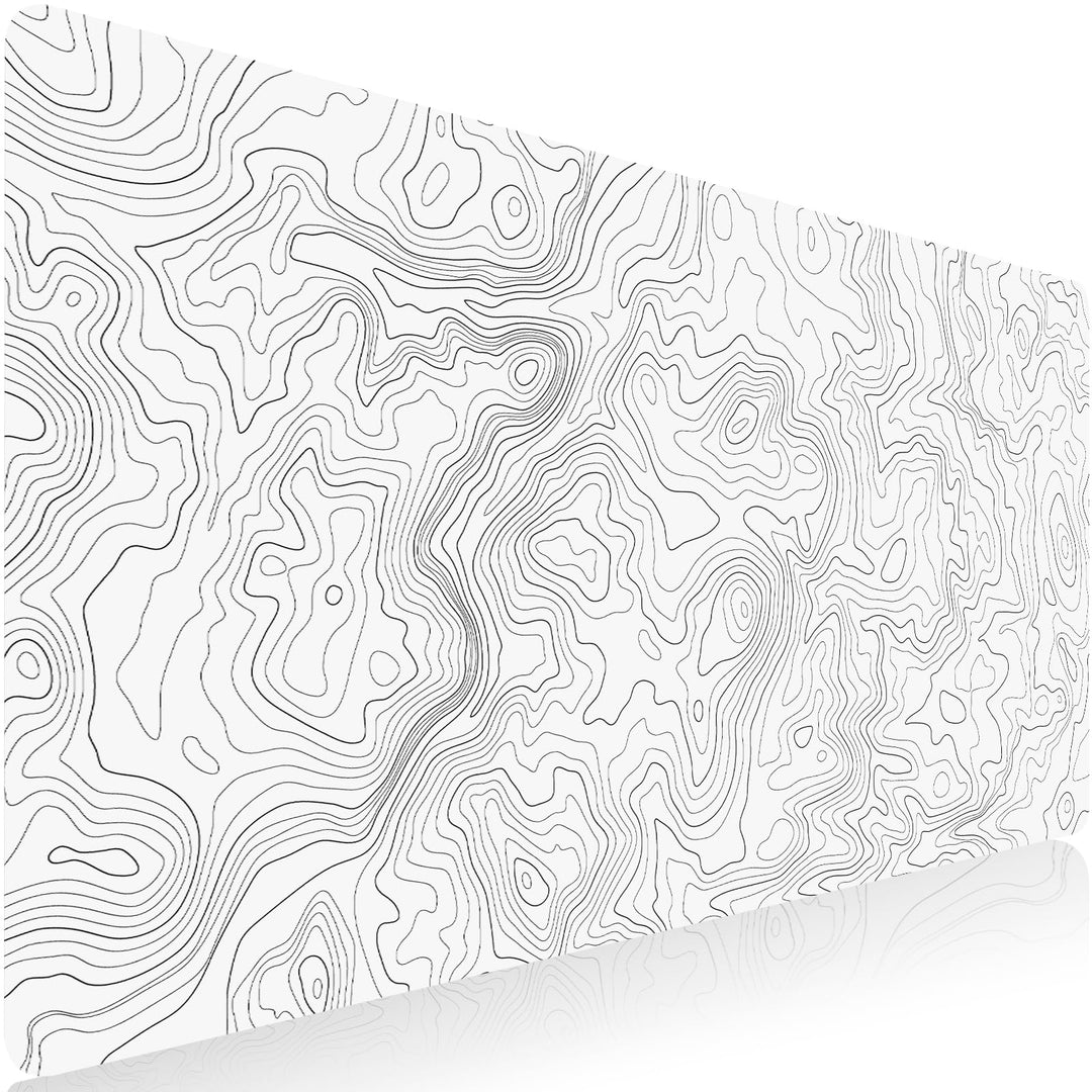 Weiss Gaming Mausepad,1200x600mm Gross Kunstlinie Mausmatte,Mousepad mit doppelt vernähten Kanten,Wa