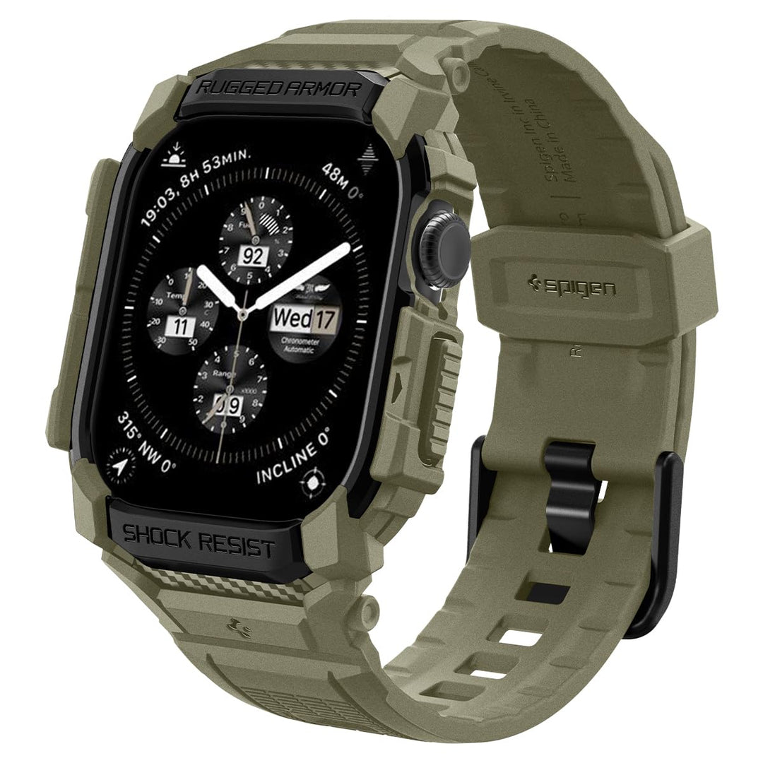 Spigen Rugged Armor Pro Hülle mit Armband Kompatibel mit Apple Watch 11/10 46mm (2025/2024) Vintage
