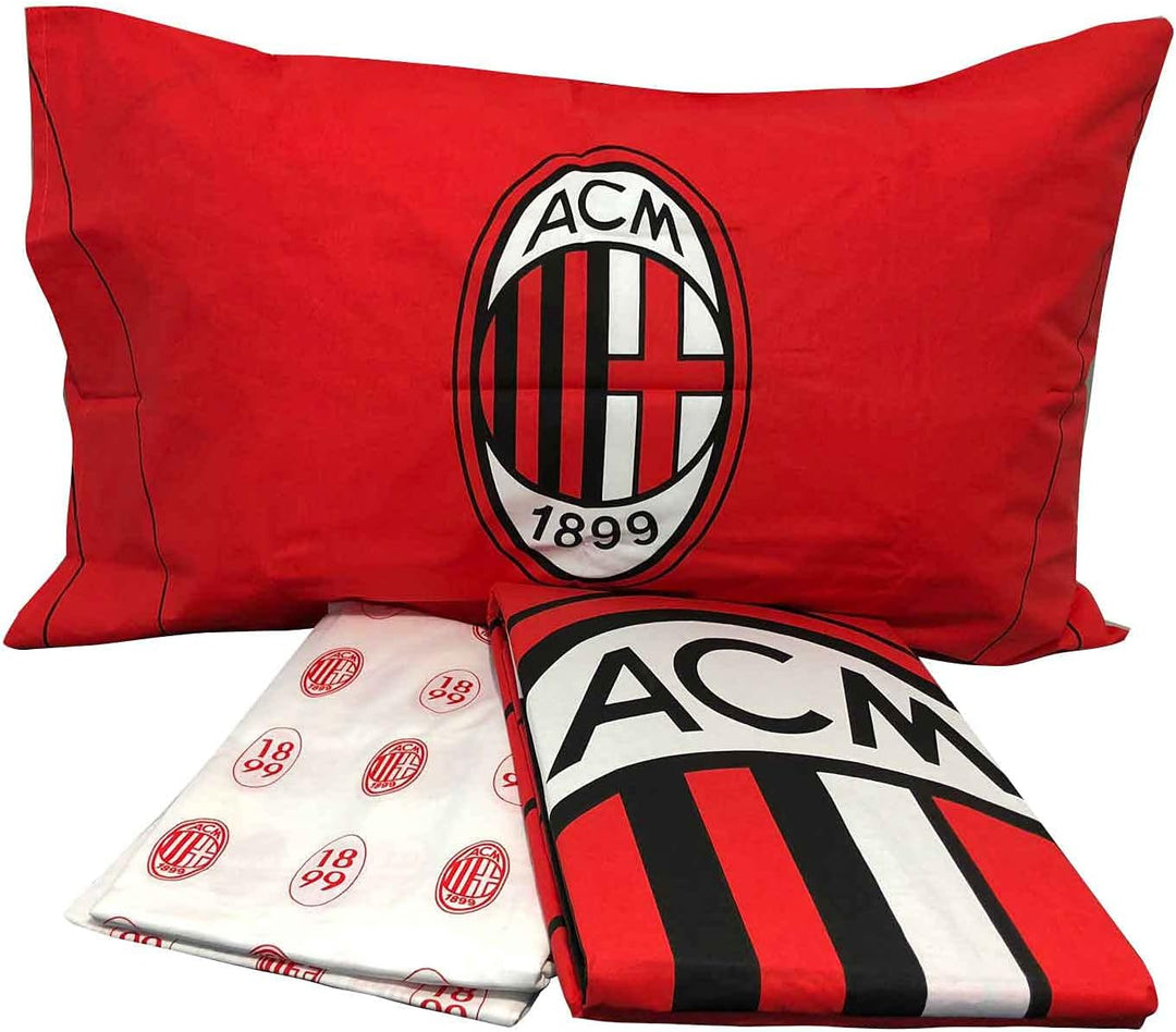 A.C. Milan hermet 1 halbes Bettlaken-Set, 100% Baumwolle, rot schwarz 1 Piazza E Mezza Rosso / Nero,
