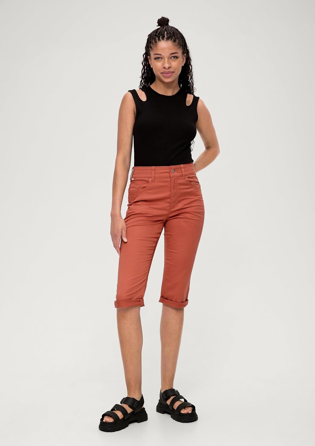 QS Slim: Capri aus Baumwollsatin 32 Orange, 32 Orange
