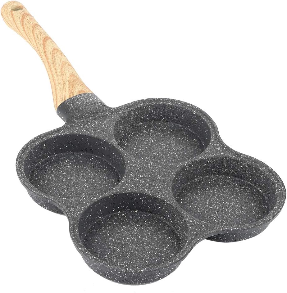 Langlebiger Pfannkuchenhersteller, Aluminium-Maifan-Steinbeschichtung Antihaft-4-Loch-Omelettpfanne,