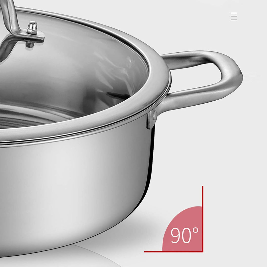 304 Lebensmittelqualität Edelstahl Shabu Shabu Hot Pot mit Trennwand, und 1 Deckel aus gehärtetem Gl