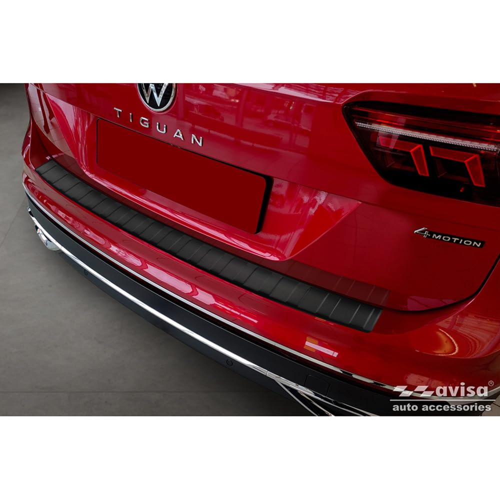 Avisa Matt-Schwarz Edelstahl Heckstossstangenschutz kompatibel mit Volkswagen Tiguan II / Allspace i