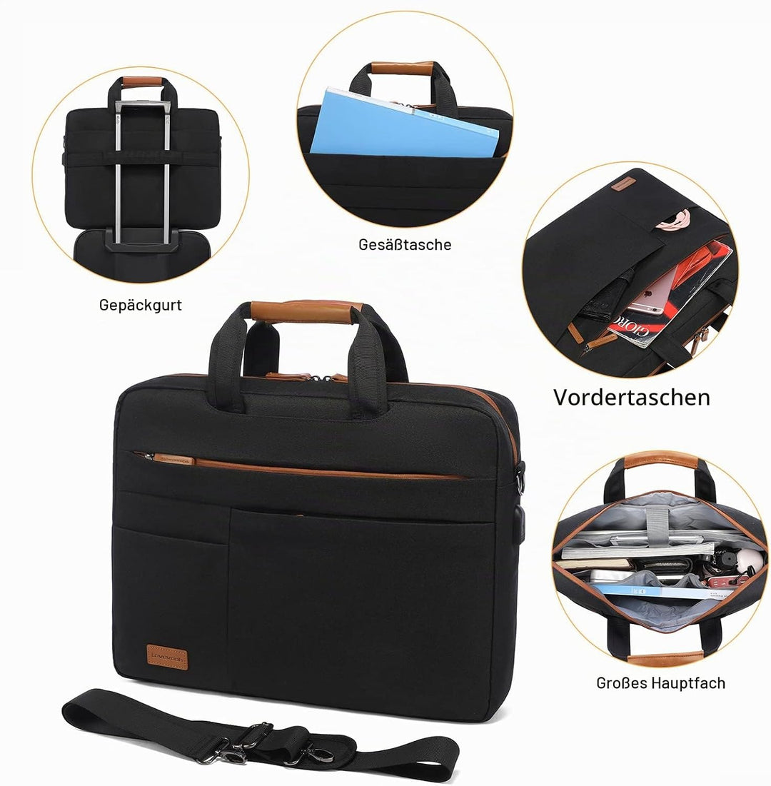 LOVEVOOK Laptoptasche 15.6 Zoll Herren Wasserdichte Laptop Tasche Aktentasche Notebooktasche für Bus