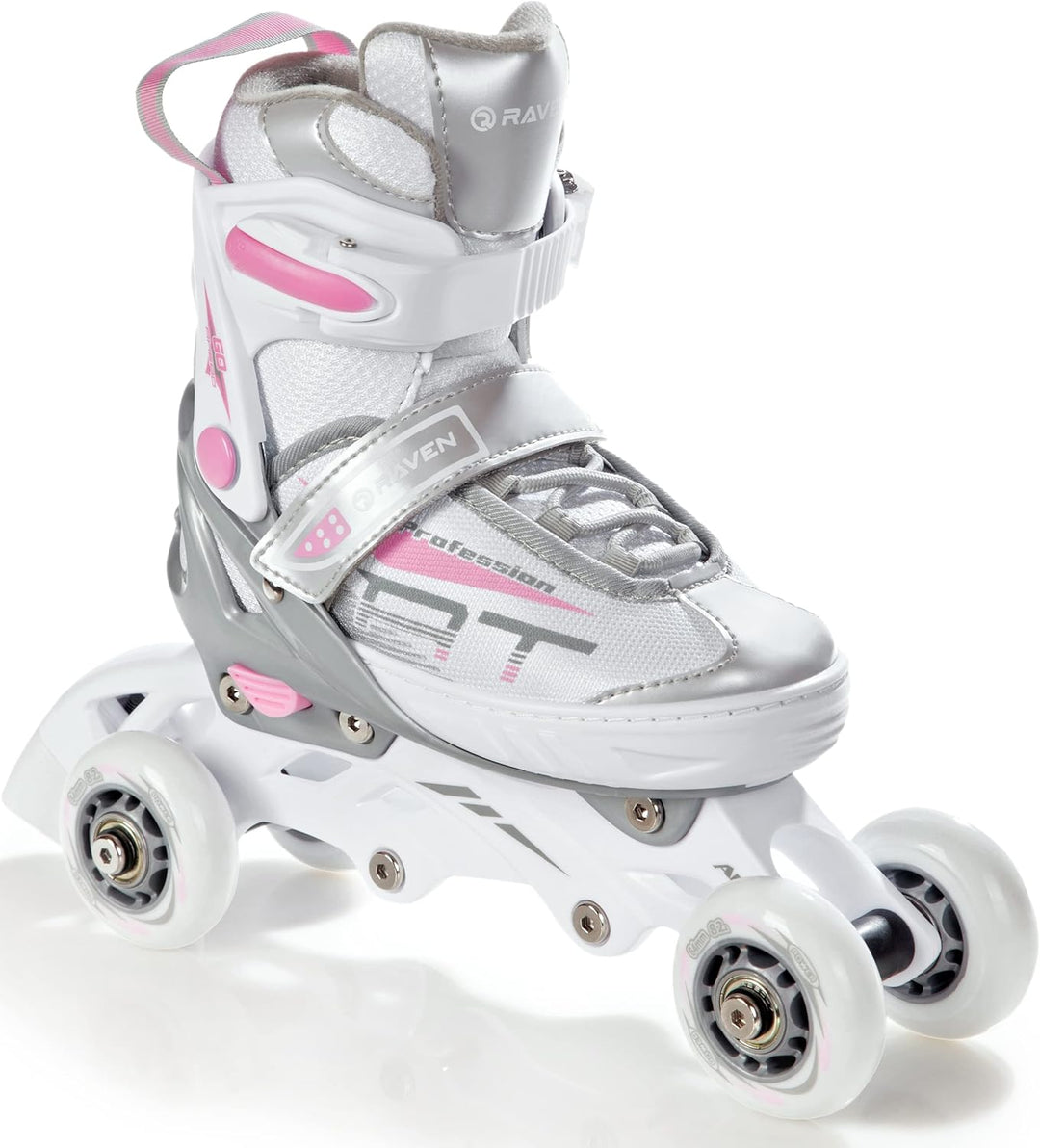 4in1 Inlineskates/Triskates/Rollschuhe/Schlittschuhe Raven Profession Weiss/Rosa 31-35(20,5cm-22,5cm