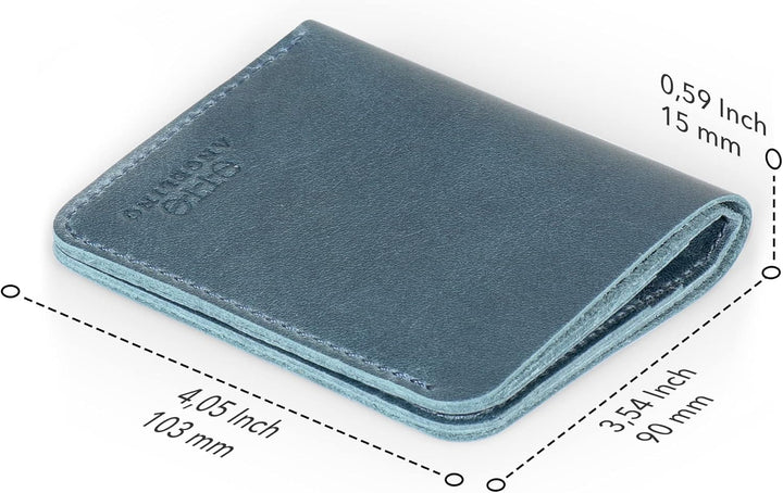 Otto Angelino Ultra Slim Bifold Card and Cash Wallet aus echtem Leder – Unisex Blau, Blau