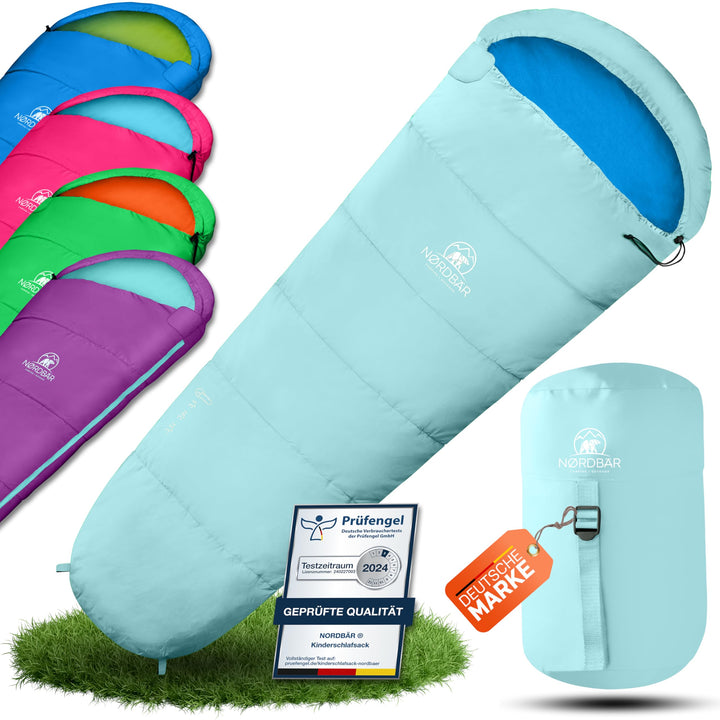 NORDBÄR® Kinderschlafsack für Jungs & Mädchen bis 145 cm Körpergrösse | Innenfutter aus 100% Baumwol