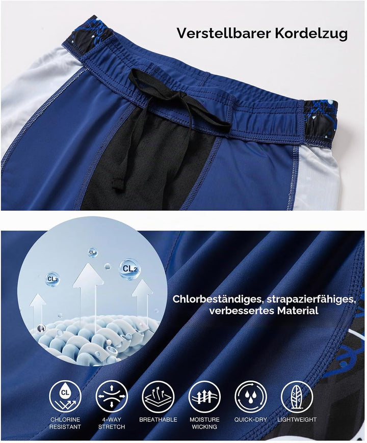 HUGE SPORTS Herren Splice Schwimmhose Kompression Jammer Lang Wilde Serie S Teufelsfische, S Teufels