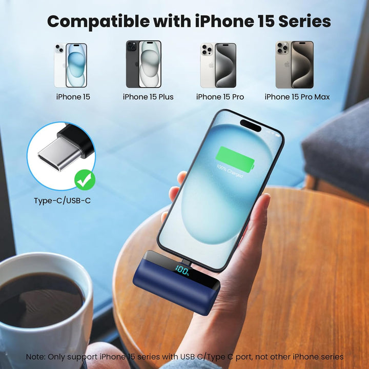 Feob Mini Power Bank 5200mAh für iPhone 17/16/15 Serie, PD Schnellladung Powerbank USB C Externer Ak