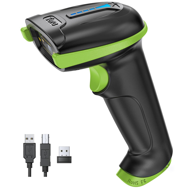 Tera Kabelloser Barcodescanner Handheld 1D Laser Wireless und USB Wired mit Akkustandsanzeige, Extra