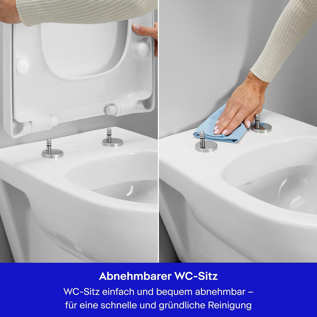 Duravit WC-Sitz Univavo, WC-Sitz D-shaped, Klobrille mit doppelter Absenkautomatik, Toilettendeckel
