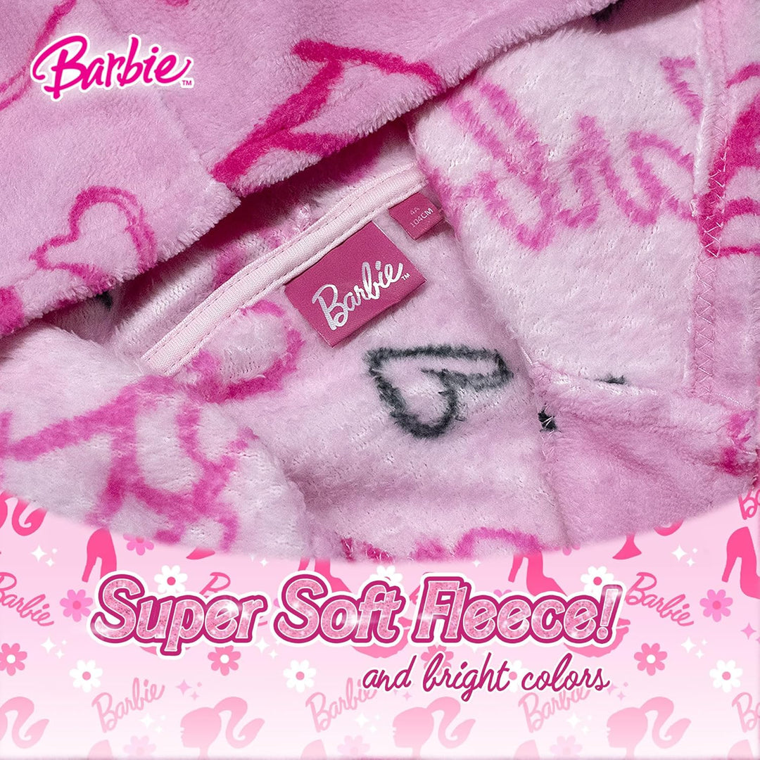 Barbie Bademantel Kinder Mädchen Kapuzenbademantel 4-10 Jahre Schwimmbad Sauna Pool, warm Flauschig
