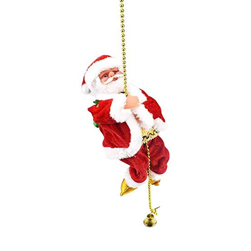 POFET Elektrischer animierter kletternder Weihnachtsmann auf Perlenkette Musikalische bewegliche Fig