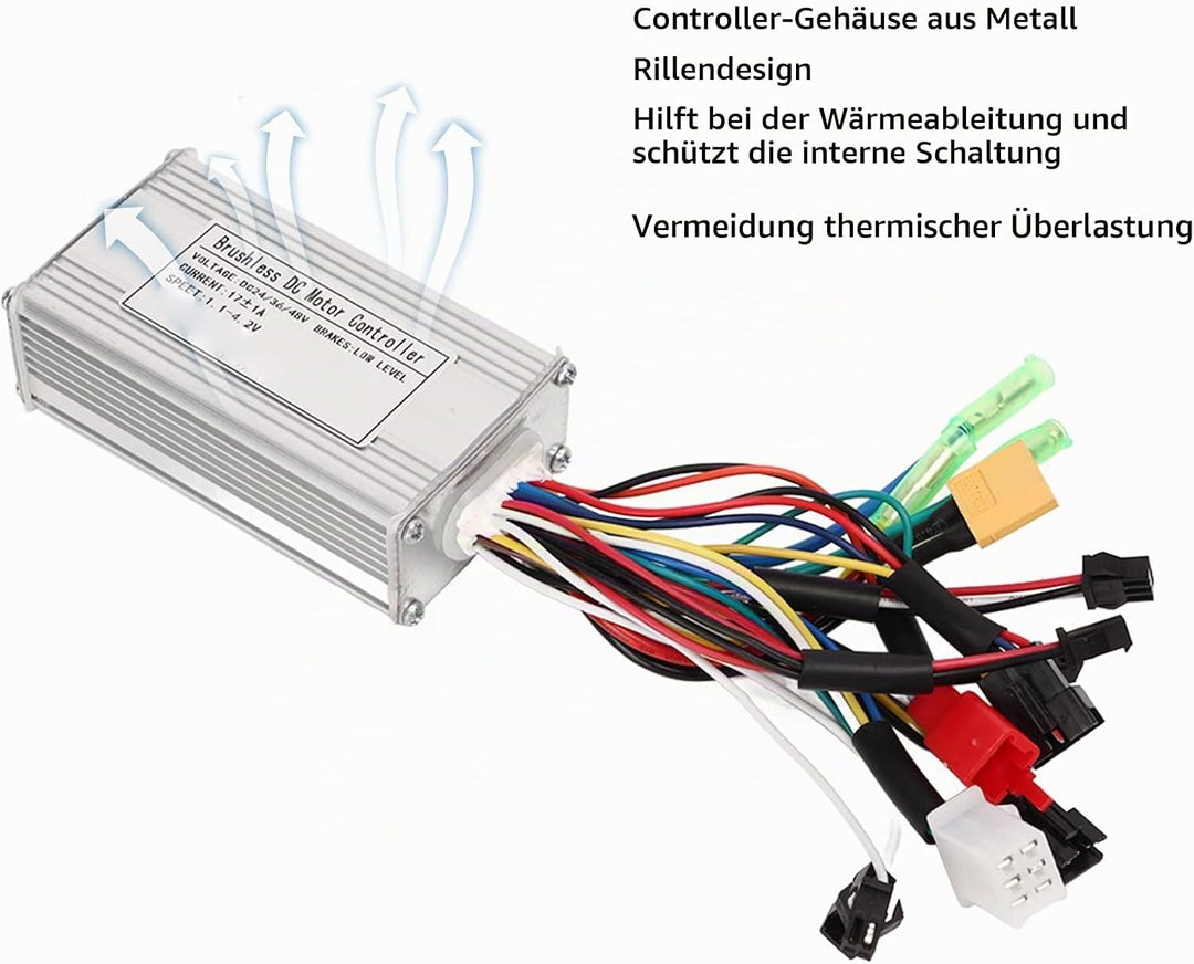 Elektrofahrrad Brushless Motor Controller Kit, 24V 36V 48V 250W 350W 17A Bürstenlose Controller S866