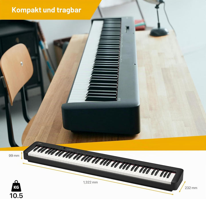 Casio CDP-S110BK Digitalpiano mit 88 gewichteten Tasten, schwarz Schwarz Single, Schwarz Single