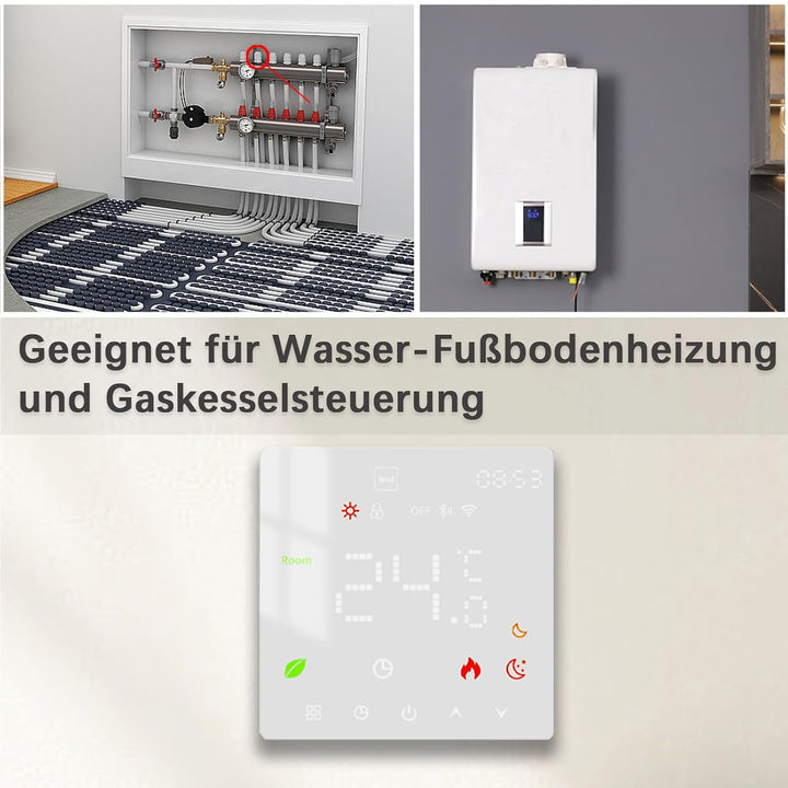 WiFi Thermostat Fussbodenheizung für Wasser,Programmierbar Raumthermostat Fussbodenheizung, Kompatib