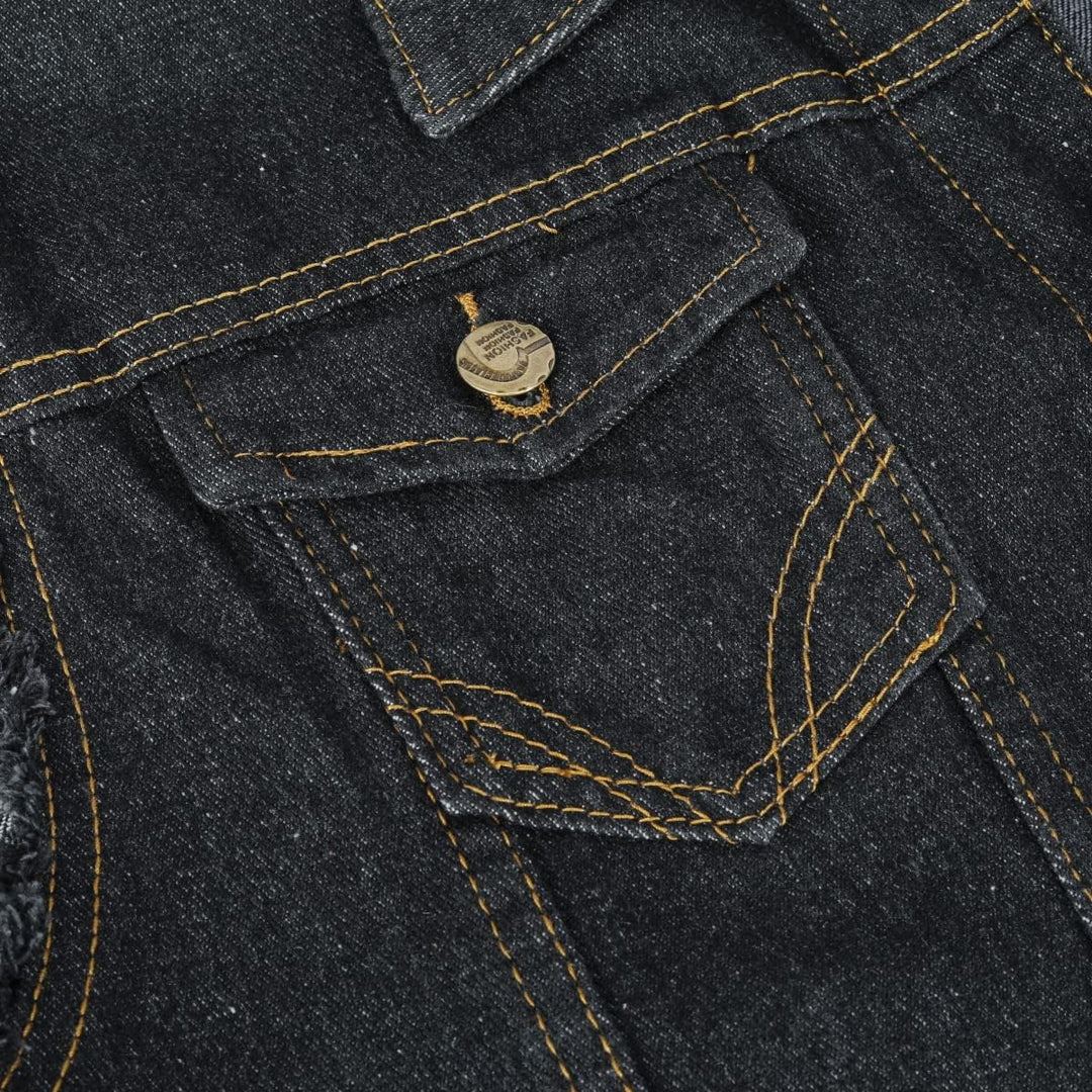 YOUTHUP Weste Herren Denim Weste mit Kappe Regular Fit Zerrissen Jeansweste Ärmellose Freizeitweste
