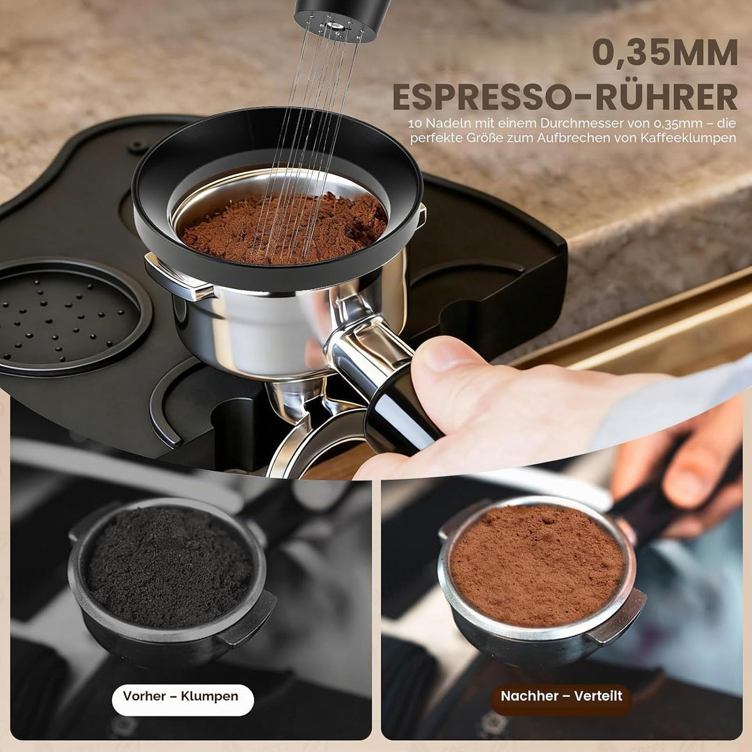 51 mm Barista Espresso Zubehör Set, 5-in-1 Siebträger-Set mit Kaffeeverteiler, Tamper & Leveler, WDT