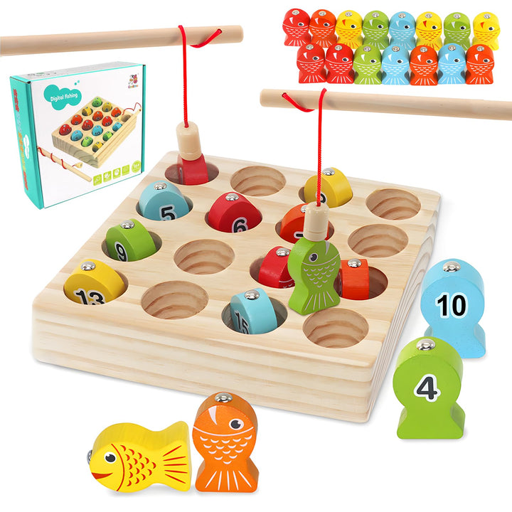 Montessori Spielzeug ab 3-5 Jahre, Angelspiel, Holzspielzeug, Magnetische Angelspie, Geschenk für3 4