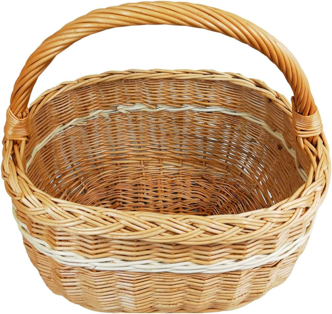Weidenkorb, Einkaufskorb, Obst- oder Gemüsekorb, Pilzkorb, Picknickkorb 40 x 27 / H 23/40 cm