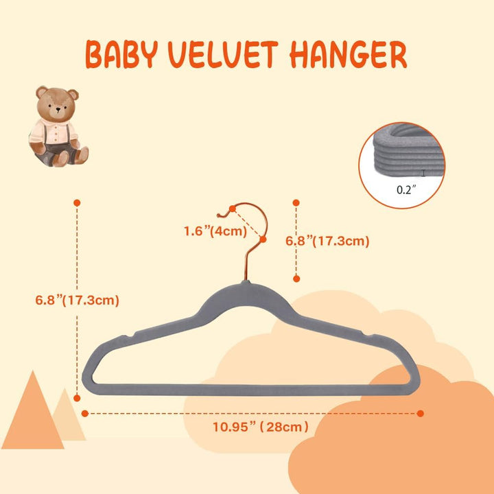 Stormix Baby Kleiderbügel 32er-Pack, 28cm rutschfeste Kleiderbügel aus Samt für Kinder, Kleiderbügel