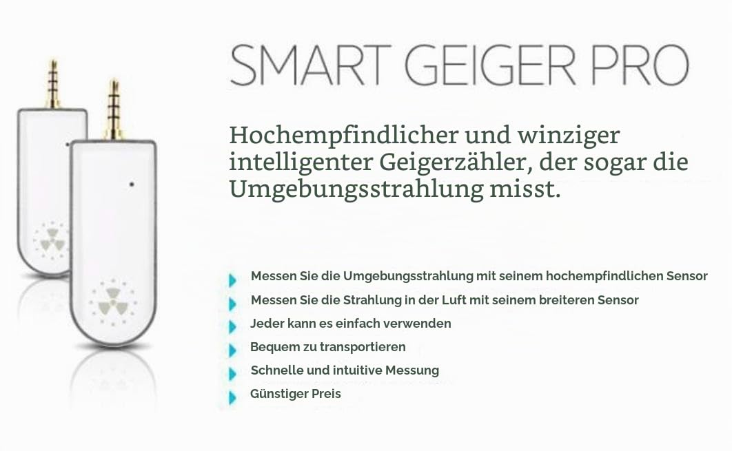 Smart Geiger - Geigerzähler für Smartphone APP iOS Android Strahlungs Detektor Strahlenmessgerät Str