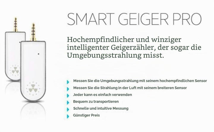 Smart Geiger - Geigerzähler für Smartphone APP iOS Android Strahlungs Detektor Strahlenmessgerät Str
