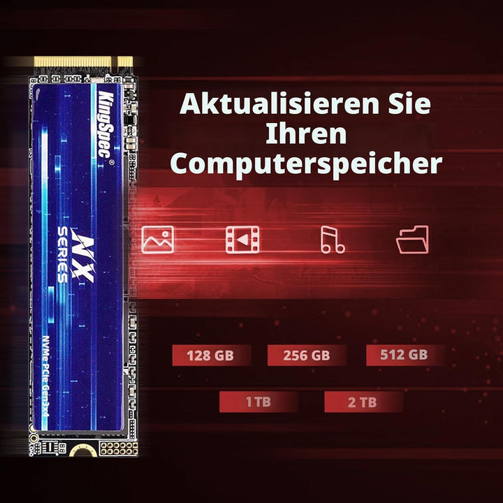 KingSpec SSD 1TB M.2 NVMe, PCIe Gen 3x4 Gaming Solid State Drive, Up to 3500MB/s Read, 3D NAND Flash