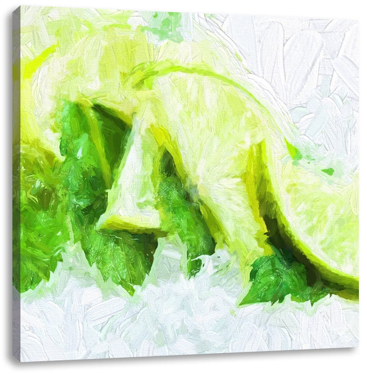 Pixxprint Minze Limetten EIS als Leinwandbild/Grösse: 70x70 cm/Wandbild/Kunstdruck/fertig bespannt,