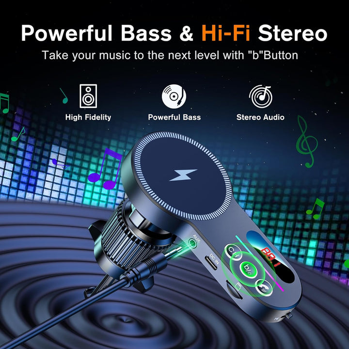 Für MagSafe Autohalterung mit Auto Bluetooth Transmitter Schwarz Magnetisch für iPhone, 7 Hintergrun