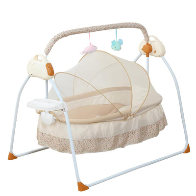 Elektrische Babywiege, Automatische Babybett Klappbare mit Smart Bluetooth Musik und Fernbedienung,