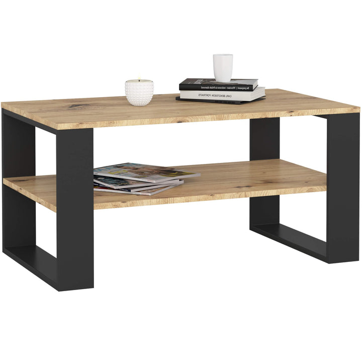 AKORD Couchtisch Holz Alex mit einem Regal, 92x45x53cm, Für Wohnzimmer, Schlafzimmer Schrank, Minima