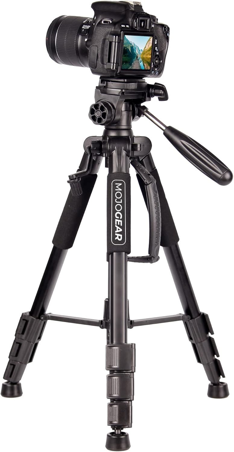 MOJOGEAR 140cm Video Stativ met Premium Smartphone-Halterung - Aluminium Camera DSLR Handy Travel Dr