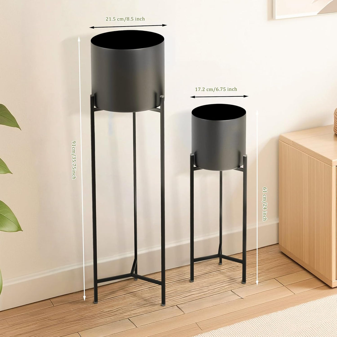Ribelli Metall Blumentopf Ständer 2er Set φ18/23 cm, Blumenhocker mit Übertopf, Blumentreppe Pflanze