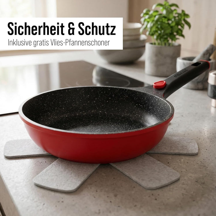 STONELINE SMART Bratpfanne 24 cm, Pfanne Aluguss, Abnehmbarem Griff, Pfanne Induktion, Alle Herdarte