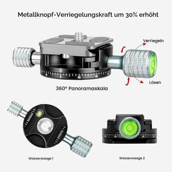 Koolehaoda Panorama Stativkopf 360° Rotation Panorama Basis kompatibel mit Arca Swiss für Stativ, Ei