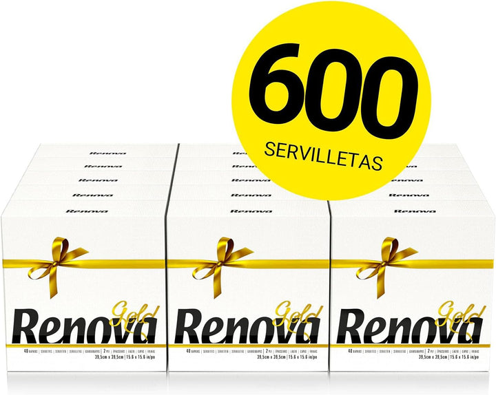 RENOVA Renova Gold Servietten, 600 Servietten, weiss, gross, 2 Schichten