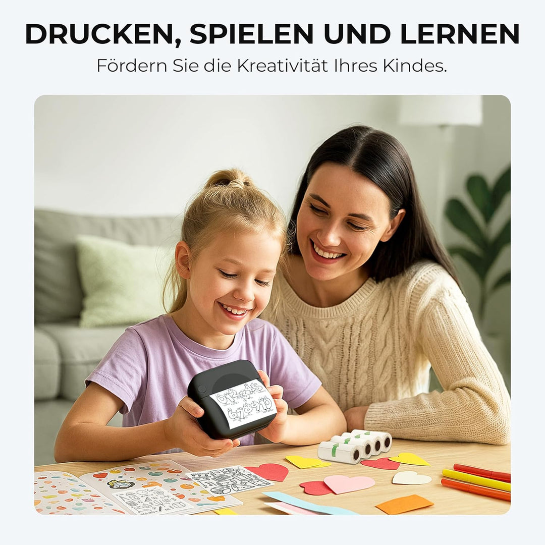 AgoDeo Mini Drucker Geschenkset - 300 DPI HD Qualität - Sofort PrintPod - Fotodrucker für Smartphone